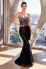 Strapless chicken heart neckline fits mermaid and floor length Prom dress
