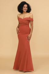 Fishtail stripe shoulder length chiffon bridesmaid dress
