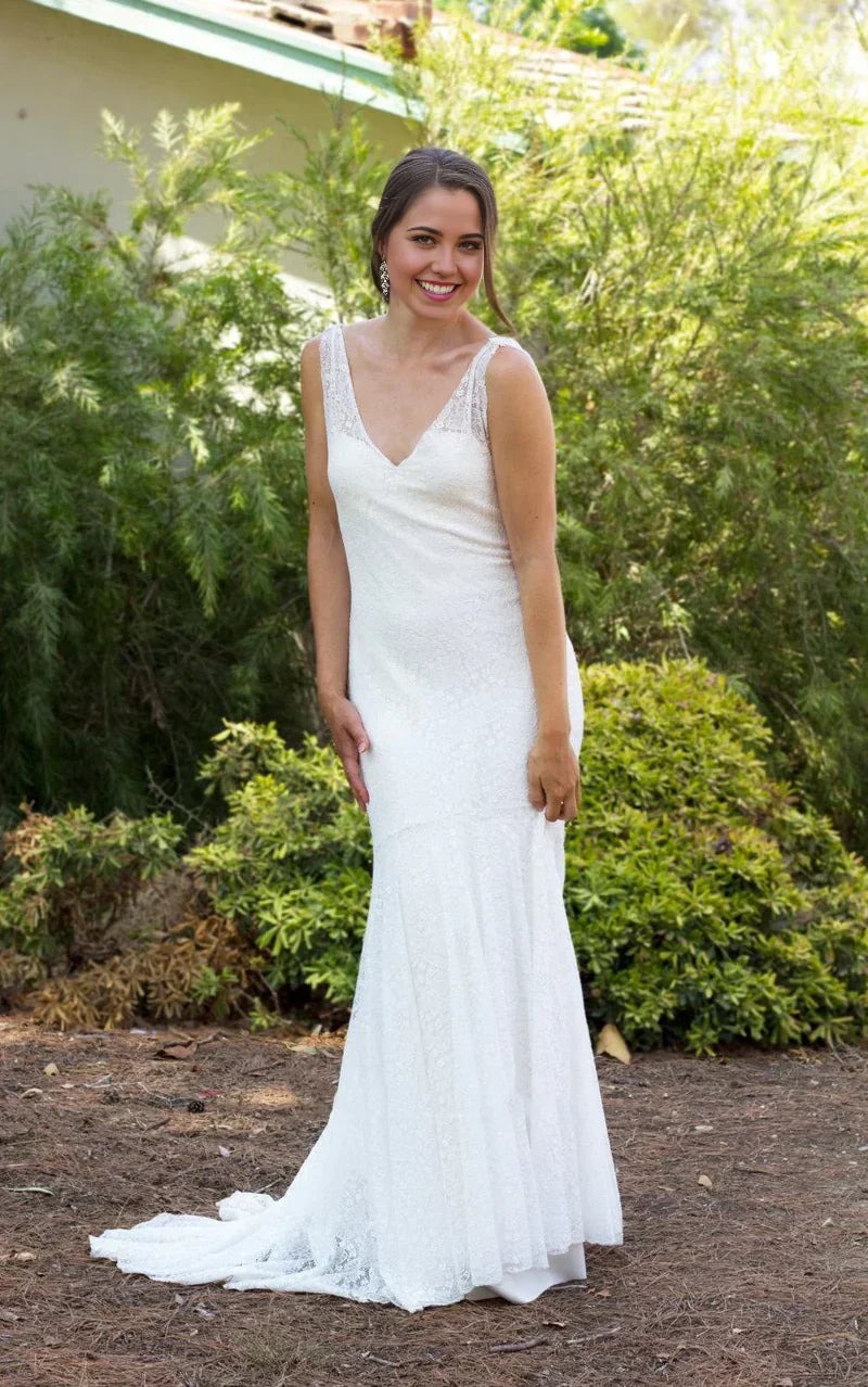Mermaid Lace Wedding Low Back Wedding Backless Wedding Boho Wedding Dress
