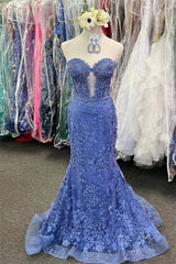 Terry | Black Sweetheart Lace Appliques Mermaid Long Prom Dresses