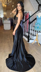 Strapless Black Prom Dresses Long, Sexy Graduation School Party Gown