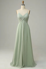 Spaghetti Straps Sleeveless Bridesmaid Dress