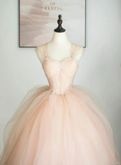 Pink Tulle Sweetheart Ball Gown Cute Sweet 16 Dress, Pink Tulle Prom Dress