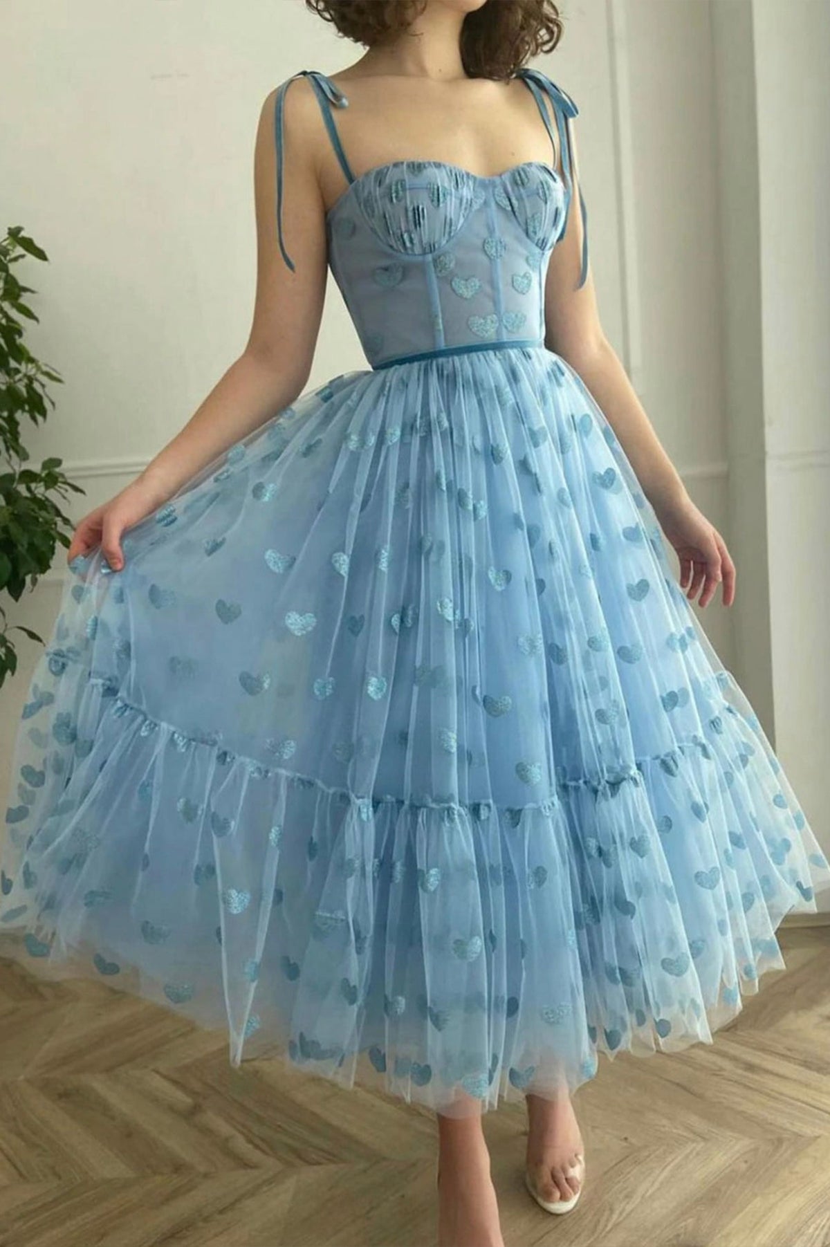Blue Tulle Short Party Dress, A-Line Prom Dresses