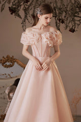 Pink Tulle Off the Shoulder Party Dress, Pink A-Line Homecoming Dress