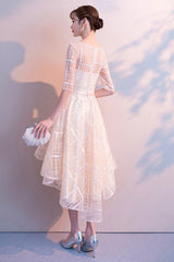 Champagne Tulle High Low Prom Dress, A-Line Party Homecoming Dress