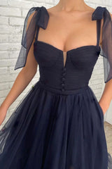 Blue Tulle Short A-Line Prom Dress, Cute Tulle Homecoming Party Dress