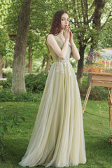 Green Lace Long Prom Dress, A-Line Evening Dress
