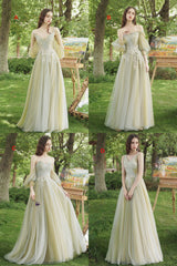 Green Lace Long Prom Dress, A-Line Evening Dress