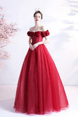 Pink Sweetheart with Beaded Tulle Prom Dresses, Pink Long Formal Dresses