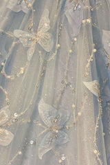 Light Blue Sweetheart Off-the-Shoulder A-line Prom Dress