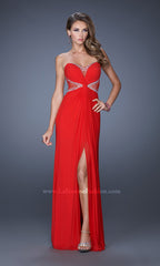 La Femme Sheer Strapless Jersey Prom Dress 20166