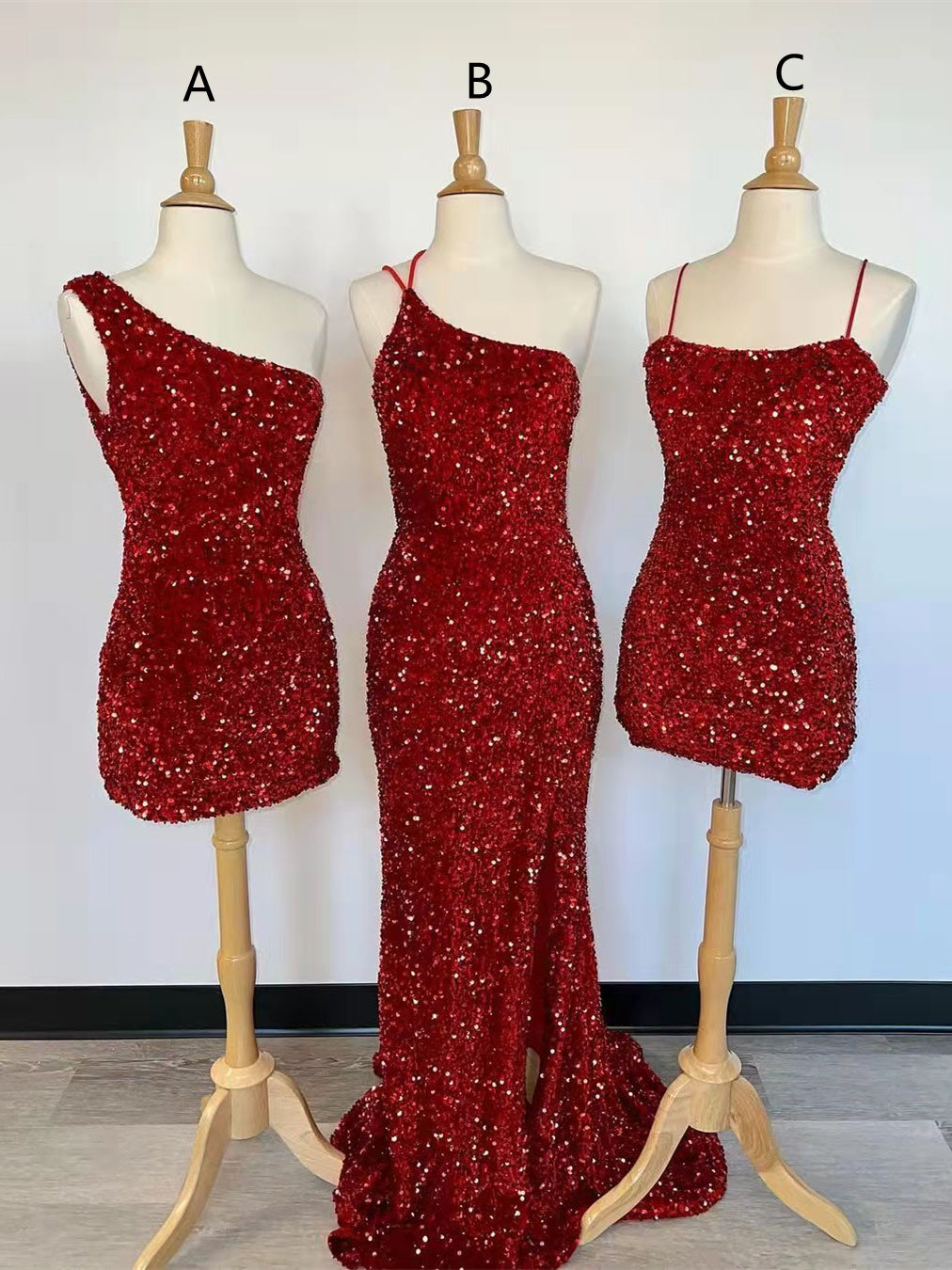 Best Burgundy Sequin Prom Dresses Mermaid Sleeveless Evening Gowns