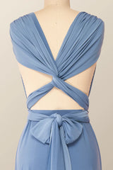 Blue Convertible Long Bridesmaid Dress