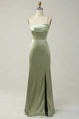 Green Mermaid Invisible Long Bridesmaid Dress