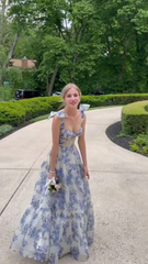 Floral Chiffon A Line Long Prom Dresses 2555