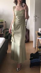 Ruffled Green Mermaid Long Prom Dresses J2605