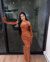 Sequined Sheath Long Prom Dress Shiny Evening Dress J2580