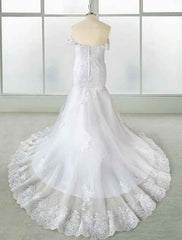 Wholesale Trumpet/Mermaid Off-The-Shoulder Floor-Length Lace Wedding Dress