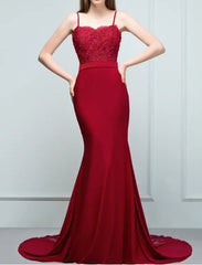 Mermaid Spaghetti- Straps Sweetheart Sleeveless Floor-Length Bridesmaid Dresses