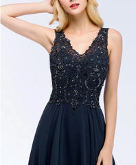 Long A-line V-neck Sleeveless Floor-Length Chiffon Bridesmaid Dresses