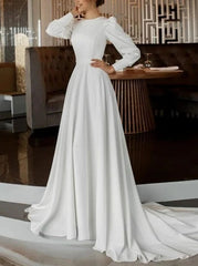 A Line Long Sleeves Wedding Dress Vintage Gown