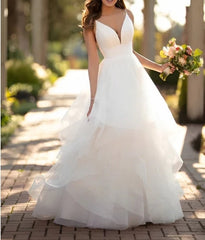 Classic Ball Gown Wedding Dress With Tulle Cascading Ruffles