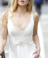 Chiffon Lace Weddig Dress With Beading Sequins Flower