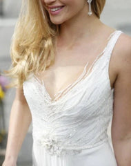 Chiffon Lace Weddig Dress With Beading Sequins Flower