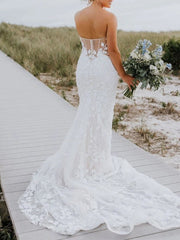 Sweetheart Tulle Appliques Wedding Dresses with Sleeves