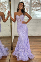 Terry | Black Sweetheart Lace Appliques Mermaid Long Prom Dresses