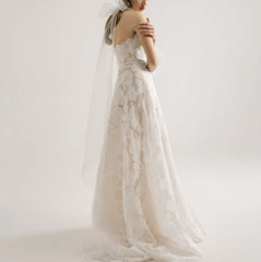 Lace wedding dress civil modern wedding dress boho lace wedding dress off-shoulder lace wedding dress