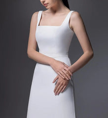 Sheath Silhouette Crepe Wedding Dress Bethany With Square Neck
