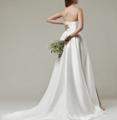 Ivory Wedding Dress Bridal Gown Elegant Wedding Dress Luxury Dress White Dress With Long Skirt Open Back Wedding Dress Simple Wedding Gown