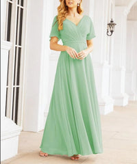 Formal Prom Gowns for Mother of The Bride Short Sleeves Bridesmaid Dress