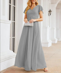 Formal Prom Gowns for Mother of The Bride Cap Sleeves Bridesmaid Dress