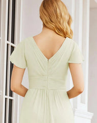 Formal Prom Gowns for Mother of The Bride Cap Sleeves Bridesmaid Dress