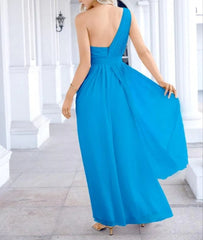 Ladies Chiffon One Shoulder Bridesmaid Evening Dress Wedding Party Evening Dress