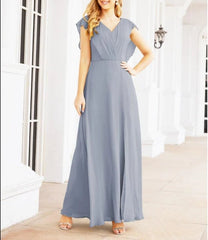 Women's Bridesmaid Dresses Chiffon Cape Formal Evening Party Prom Dress Open Back Gowns for Wedding Guests