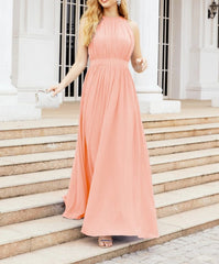 Numbersea Halter Bridesmaid Dress Empire Waist Formal Evening Prom Gown for Mother of The Bride