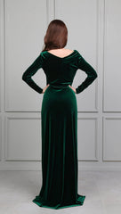A-line Velvet Long Sleeve Bridesmaid Dress Formal Dresses for Wedding Guest Cocktail Dress Mother of the Bride Dresses