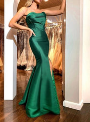Emerald Green Strapless Sweetheart Mermaid Split Front Long Prom Dress