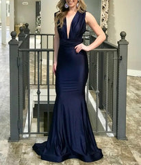 Sapphire Blue Mermaid Off The Shoulder Prom Dress With Long Sleeve