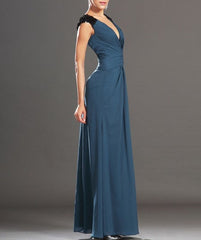 Deep V Neck Sleeveless Sequin Embellished Floor Length Prom Dress