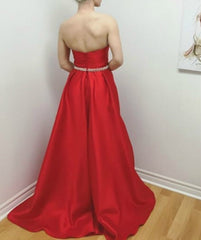 Elegant Red Sweetheart Sleeveless Taffeta Prom Dress With Belt