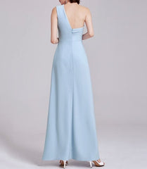 Light Blue One Shoulder Sweetheart Neckline Asymmetrical Long Prom Dress