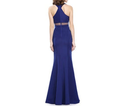 Royal Blue Mermaid Sleeveless V-Neck Long Prom Dress With Side Cut Out