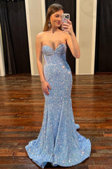 2024 Dark Green Iridescent Sequin Long Formal Dress Sweetheart Mermaid