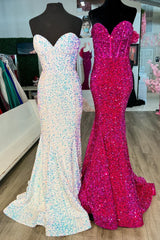 2024 Dark Green Iridescent Sequin Long Formal Dress Sweetheart Mermaid