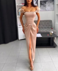 Charming Lotus Root Pink Strapless Mermaid Prom Dress with Pleated Ruffles